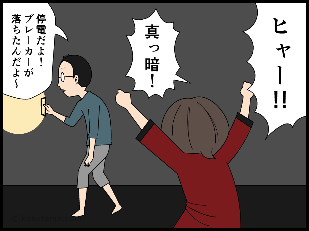 突然の停電にビビる主婦の漫画3