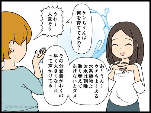 職場には緑が欲しいので豆苗を育てている派遣社員の漫画