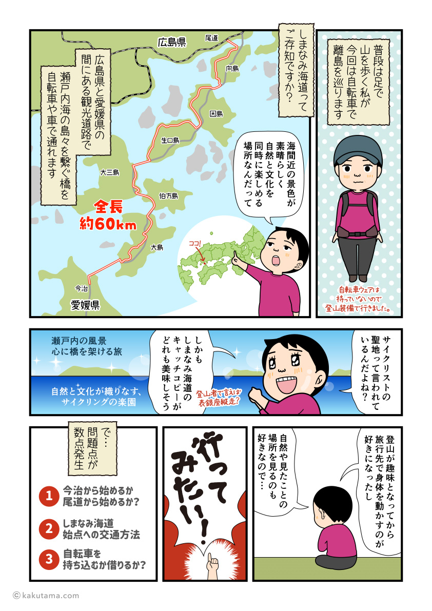 しまなみ海道について説明する漫画