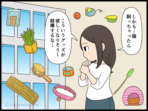 妄想の猫や彼や旅行などが増えていく、低収入の派遣社員の4コマ漫画