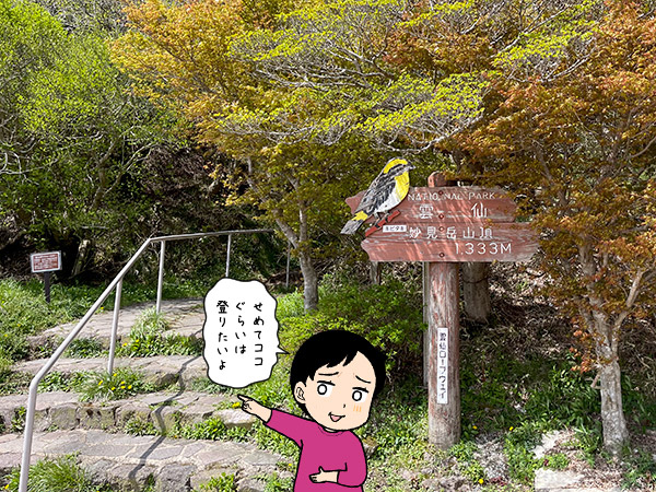 妙見岳山頂の看板の写真