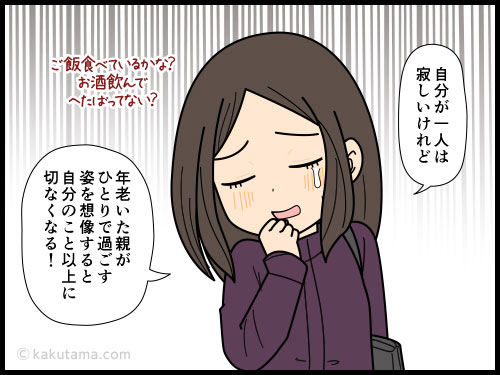 自分のことより独りで年末を過ごす親が心配なアラフォー女性の４コマ漫画