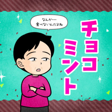 チョコミントについて語る人のイラスト
