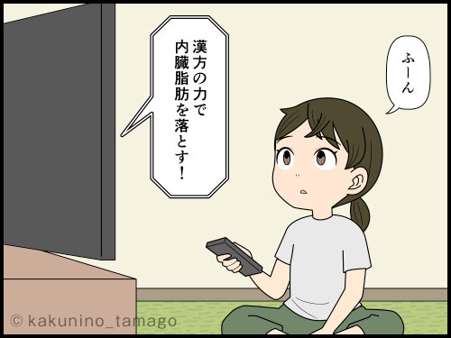 痩せ薬は信じられないが、漢方薬と聞くと痩せれる気がする主婦の4コマ漫画